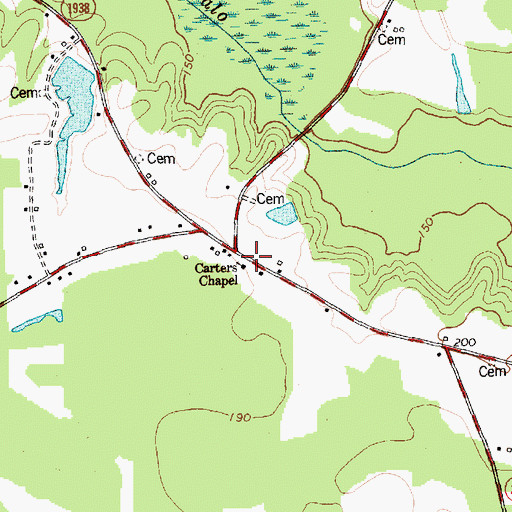 Topographic Map of Carters Chapel, NC