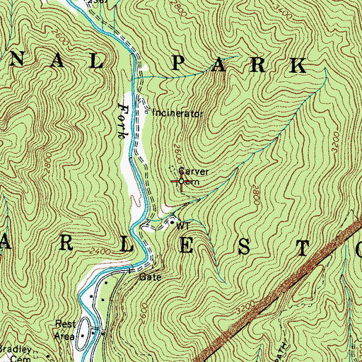 Topographic Map of Carver Cemetery, NC
