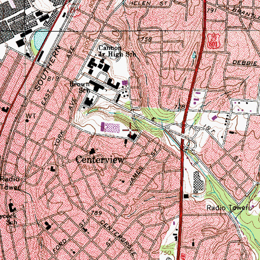 Topographic Map of Carver School, NC
