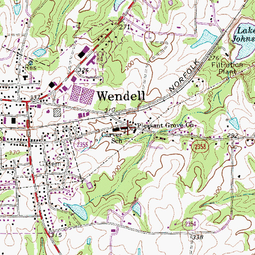 Topographic Map of Carver School, NC