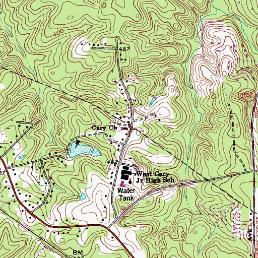 Topographic Map of Cary Church, NC