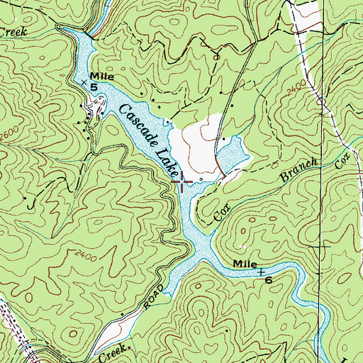 Topographic Map of Cascade Lake, NC