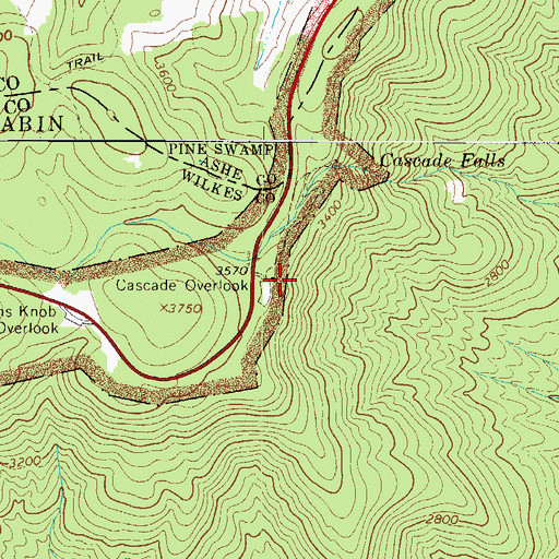 Topographic Map of Cascade Overlook, NC