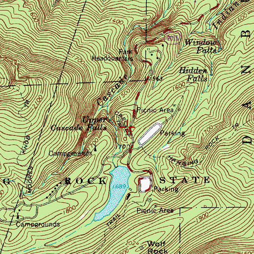 Topographic Map of Cascade Trail, NC