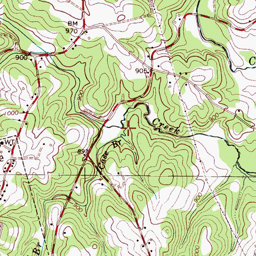 Topographic Map of Case Branch, NC