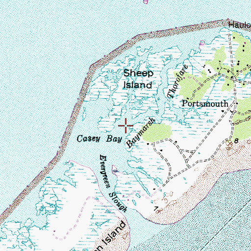 Topographic Map of Casey Bay, NC