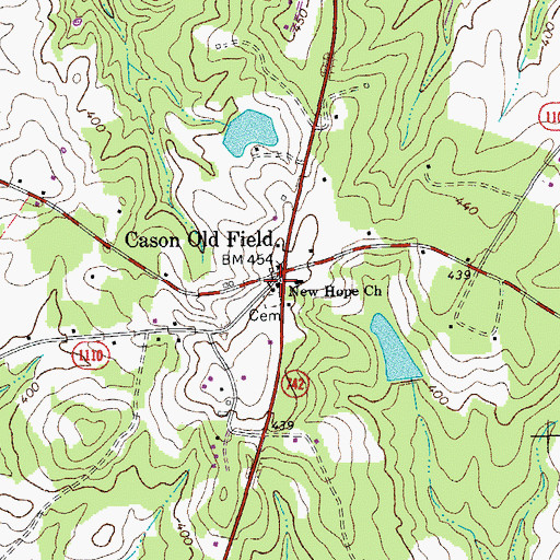 Topographic Map of Cason Old Field, NC