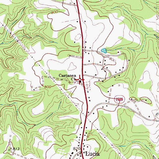 Topographic Map of Castanea Church, NC