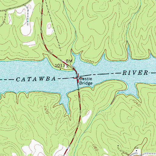 Topographic Map of Castle Bridge, NC