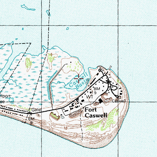 Topographic Map of Caswell Basin, NC