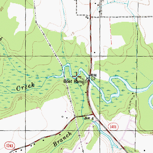 Topographic Map of Caswell Branch, NC