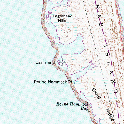 Topographic Map of Cat Island, NC