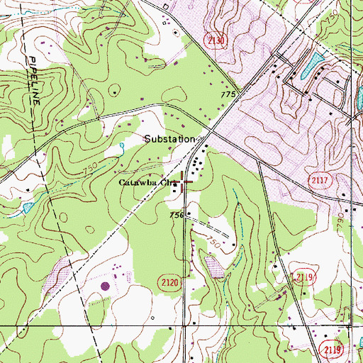 Topographic Map of Catawba Church, NC