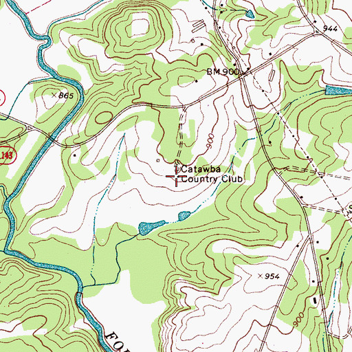 Topographic Map of Catawba Country Club, NC