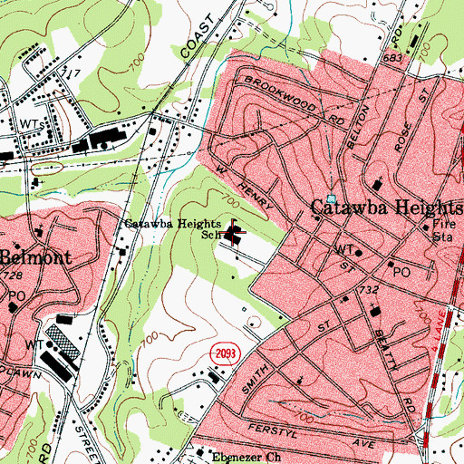Topographic Map of Catawba Heights School, NC