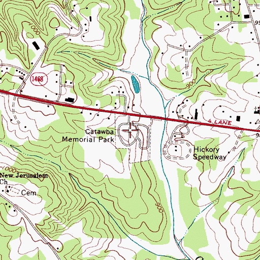 Topographic Map of Catawba Memorial Park, NC
