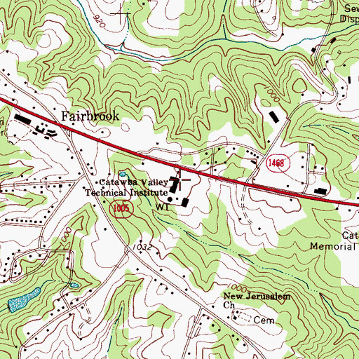 Topographic Map of Catawba Valley Community College, NC