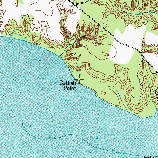Topographic Map of Catfish Point, NC