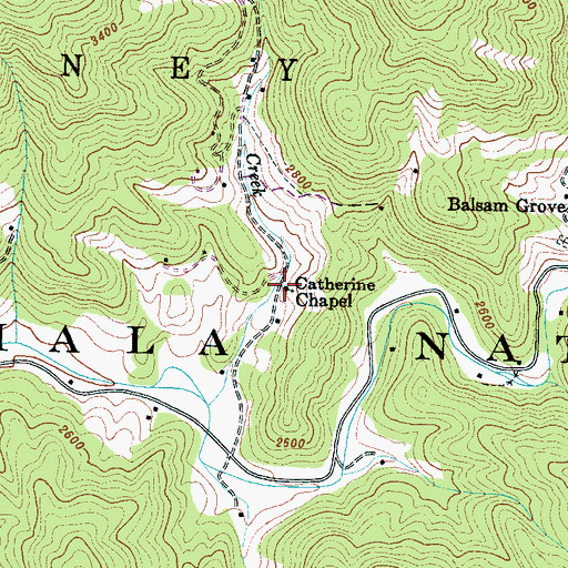 Topographic Map of Catherine Chapel, NC