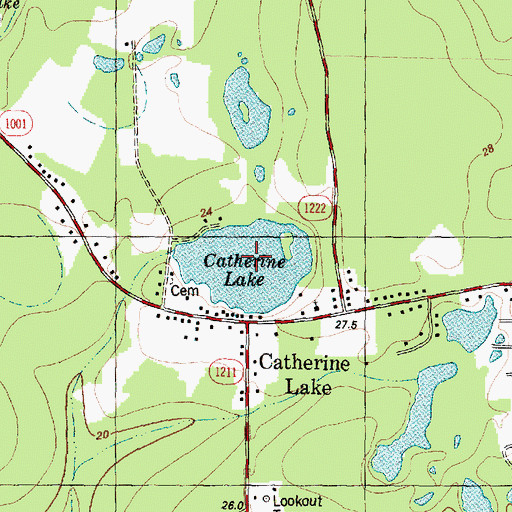 Topographic Map of Lake Catherine, NC