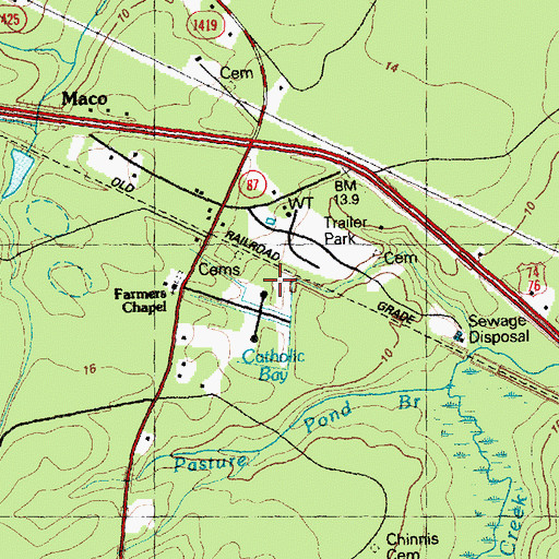 Topographic Map of Catholic Bay, NC