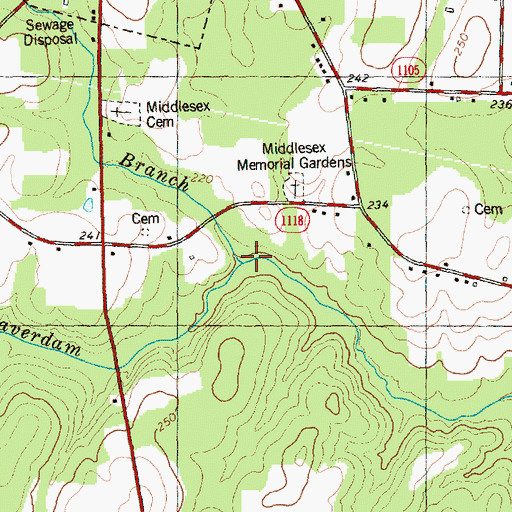Topographic Map of Cattail Branch, NC