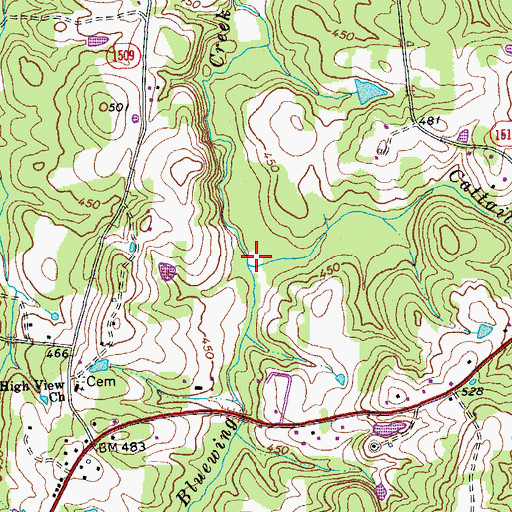 Topographic Map of Cattail Branch, NC