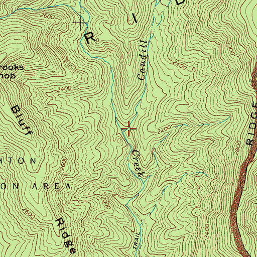 Topographic Map of Caudill Branch, NC