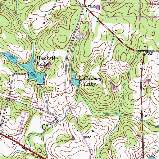 Topographic Map of Causey Lake, NC
