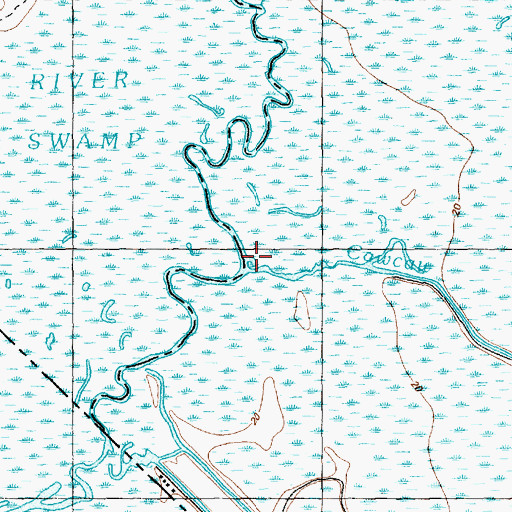 Topographic Map of Cawcaw Swamp, NC
