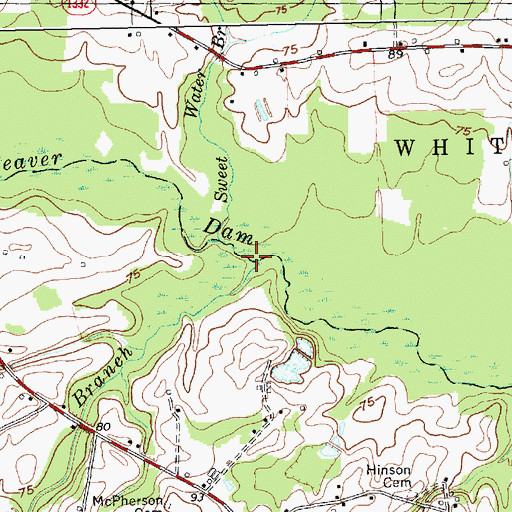 Topographic Map of Cedar Branch, NC