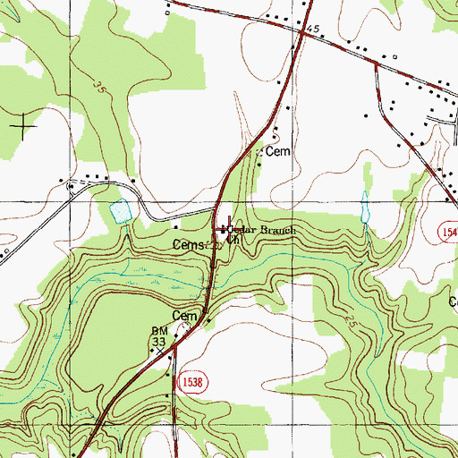 Topographic Map of Cedar Branch Church, NC