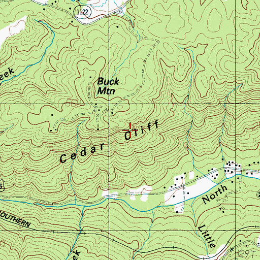 Topographic Map of Cedar Cliff, NC