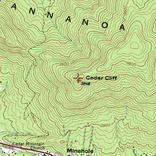 Topographic Map of Cedar Cliff, NC