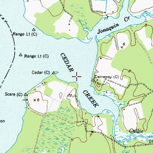 Topographic Map of Cedar Creek, NC