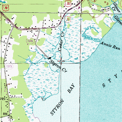 Topographic Map of Cedar Creek, NC