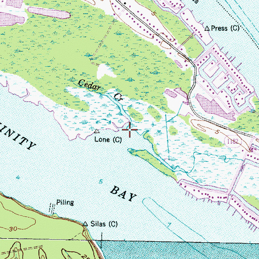Topographic Map of Cedar Creek, NC