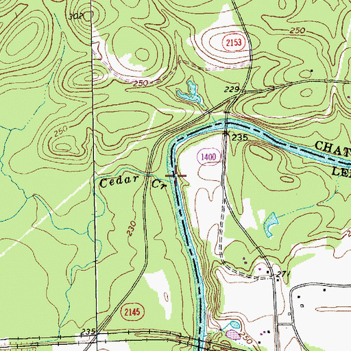 Topographic Map of Cedar Creek, NC