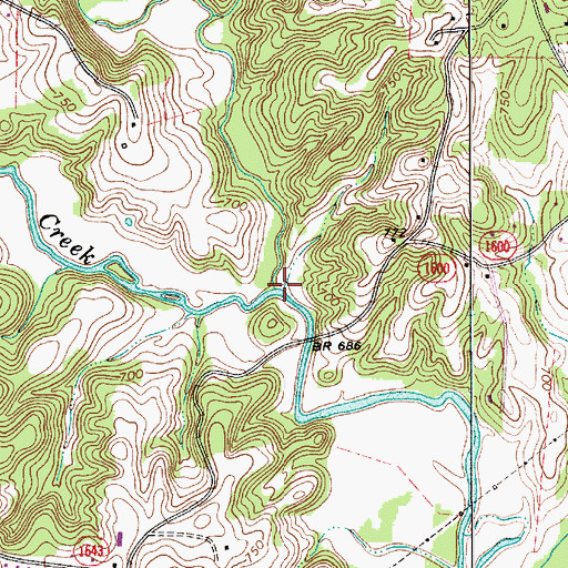 Topographic Map of Cedar Creek, NC
