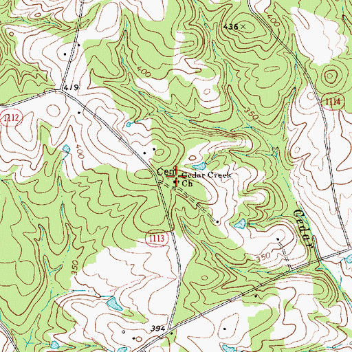 Topographic Map of Cedar Creek Church, NC