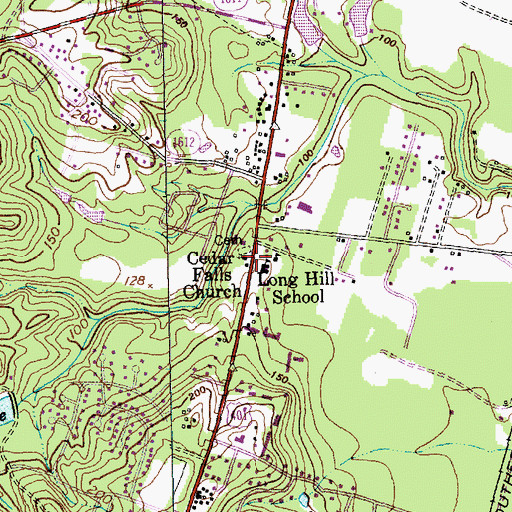 Topographic Map of Cedar Falls Church, NC