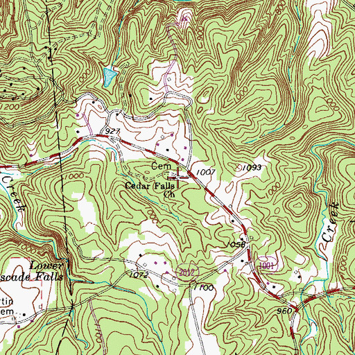 Topographic Map of Cedar Falls Church, NC
