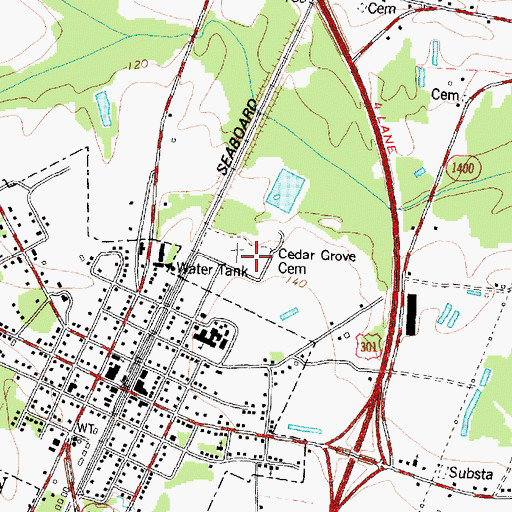 Topographic Map of Cedar Grove Cemetery, NC
