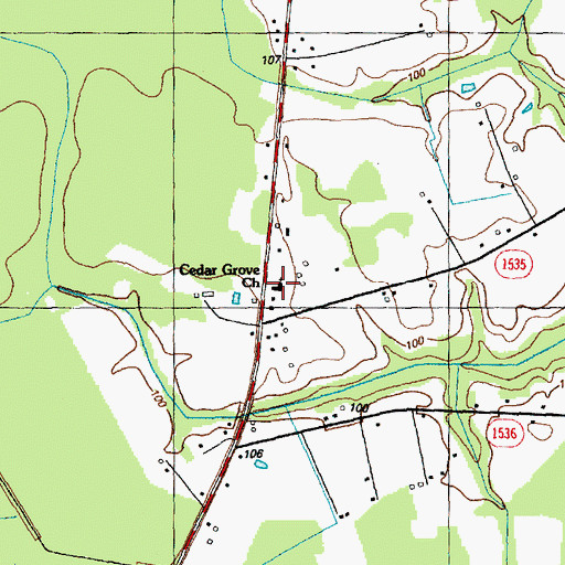 Topographic Map of Cedar Grove Church, NC