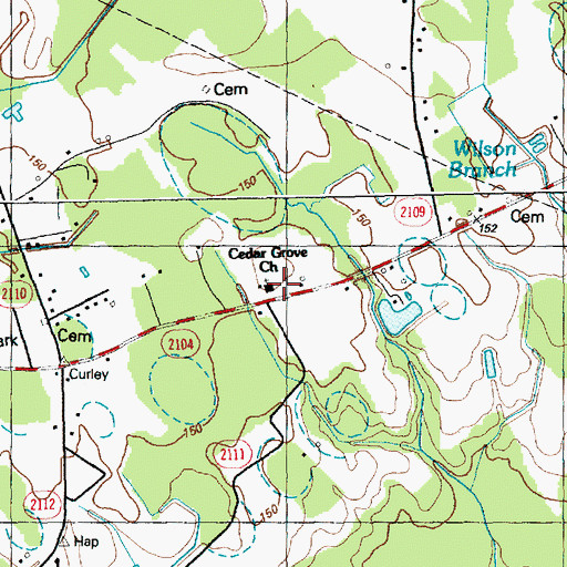 Topographic Map of Cedar Grove Church, NC