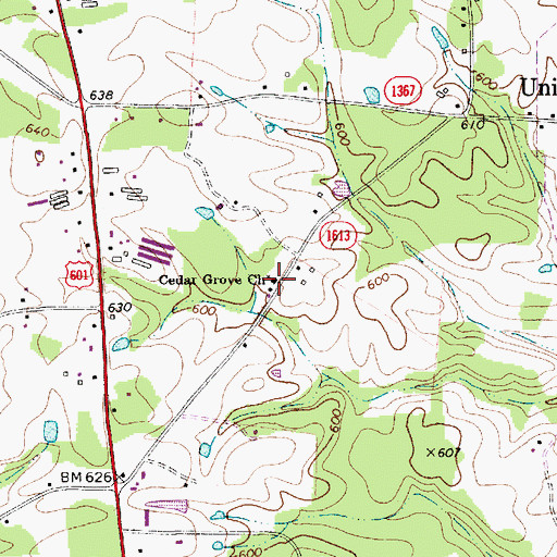 Topographic Map of Cedar Grove Church, NC