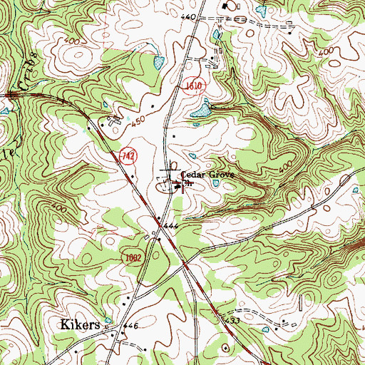 Topographic Map of Cedar Grove Church, NC