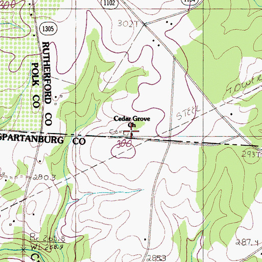 Topographic Map of Cedar Grove Church, NC