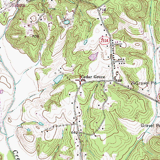Topographic Map of Cedar Grove Church, NC