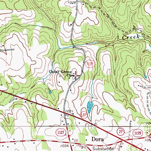 Topographic Map of Cedar Grove Church, NC